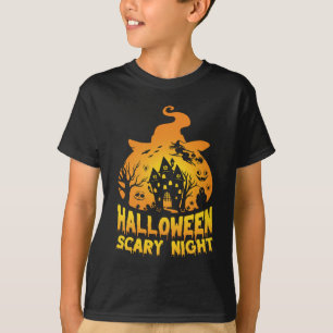 Halloween enge nacht achtervolgd huis ontwerp t-shirt