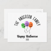 Halloween enge pompoen ballonnen gepersonaliseerde feestdagenkaart (Voorkant / Achterkant)