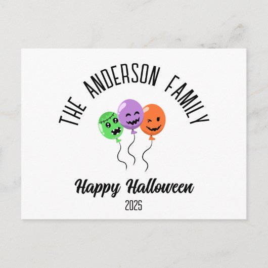 Halloween enge pompoen ballonnen gepersonaliseerde feestdagenkaart (Voorkant)