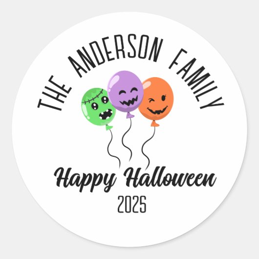 Halloween enge pompoen ballonnen gepersonaliseerde ronde sticker (Voorkant)