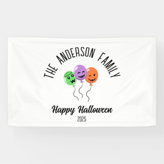 Halloween enge pompoen ballonnen gepersonaliseerde spandoek (Horizontaal)