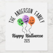 Halloween enge pompoen ballonnen gepersonaliseerde wijn etiket (Enkel label)