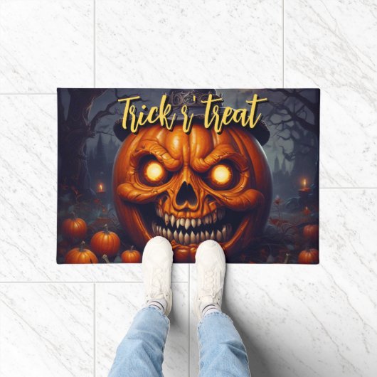 Halloween enge pompoen volle maan deurmat (Binnen)