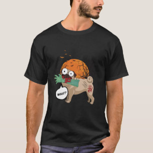 Halloween enge Pug Dog Zombie en Maan T-shirt