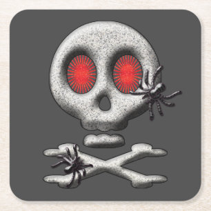 Halloween enge schedel spinnen kartonnen onderzetters