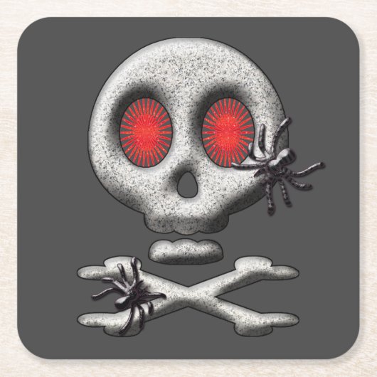 Halloween enge schedel spinnen kartonnen onderzetters (Voorkant)