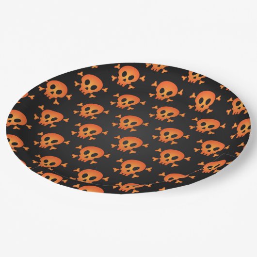 Halloween enge schedelpatroon papieren bordje (Gekanteld)