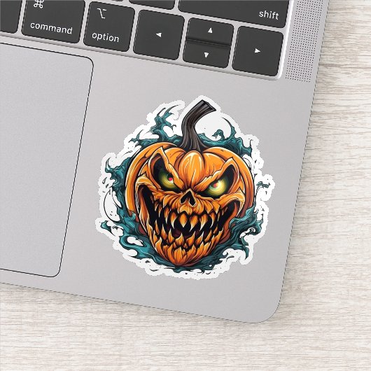 Halloween enge spookachtige pompoen sticker (Detail)