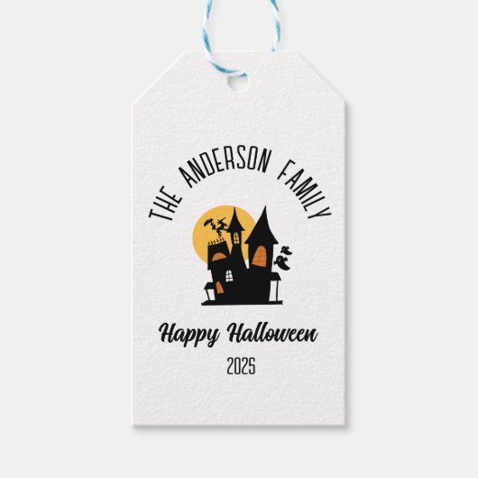 Halloween enge spookhuis gepersonaliseerde naam cadeaulabel (Voorkant)