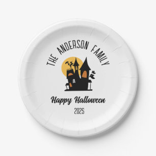 Halloween enge spookhuis gepersonaliseerde naam papieren bordje
