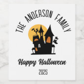 Halloween enge spookhuis gepersonaliseerde naam wijn etiket (Enkel label)