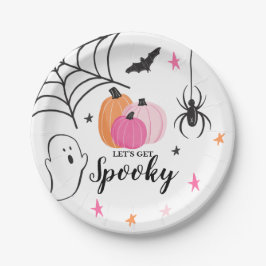 Halloween Enge Verjaardag Roze Pompoenen Papieren Bordje