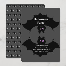 Halloween enge vleermuizen op grijs kaart