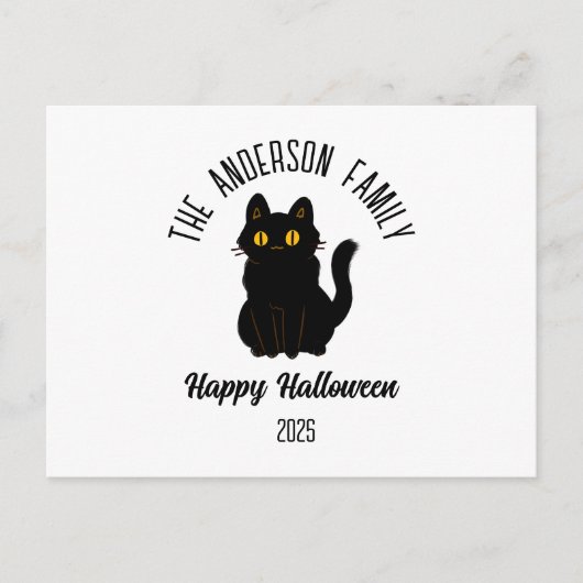 Halloween Enge Zwarte Kat Gepersonaliseerde Naam Feestdagenkaart (Voorkant)
