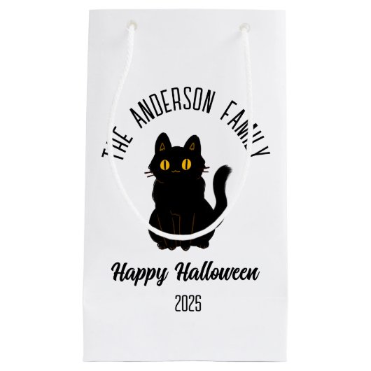 Halloween Enge Zwarte Kat Gepersonaliseerde Naam Klein Cadeauzakje (Voorkant)