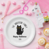 Halloween Enge Zwarte Kat Gepersonaliseerde Naam Papieren Bordje (Feest)