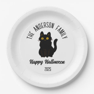 Halloween Enge Zwarte Kat Gepersonaliseerde Naam Papieren Bordje