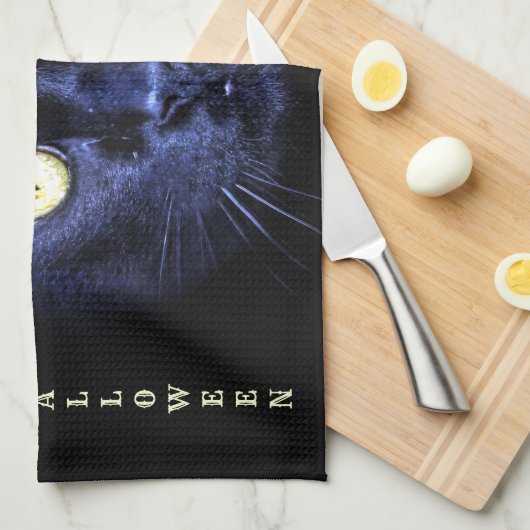 Halloween enge zwarte kat horror donkere nacht theedoek (Quarter Fold)