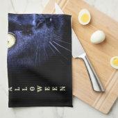 Halloween enge zwarte kat horror donkere nacht theedoek (Quarter Fold)