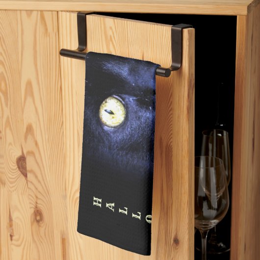 Halloween enge zwarte kat horror donkere nacht theedoek (Derde Gevouwen)