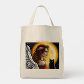 Halloween Engel en zwarte kat Tote Bag (Achterkant)
