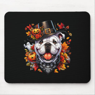 Halloween Engels Bulldog Fall Leaves Pumpkins Gho Muismat