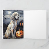 Halloween Engels Setter Met Pompoenen Griezelen Kaart (Binnen)