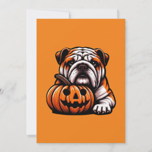 Halloween Engelse Bulldog - Jack op Lantaarn Herfs Kaart