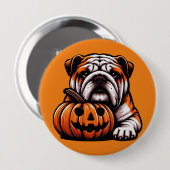 Halloween Engelse Bulldog - Jack op Lantaarn Herfs Ronde Button 4,0 Cm (Voorkant /achterkant)