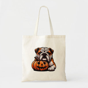 Halloween Engelse Bulldog - Jack op Lantaarn Herfs Tote Bag