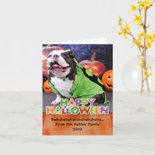 Halloween - Engelse Bulldog - Spike Kaart (Gele Bloem)