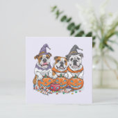 Halloween Engelse Bulldogs Pompoen Kaart (Staand voorkant)
