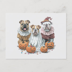 Halloween Engelse Bulldogs Pumpkin Briefkaart