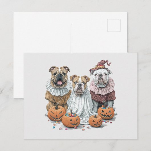 Halloween Engelse Bulldogs Pumpkin Briefkaart (Voorkant / Achterkant)