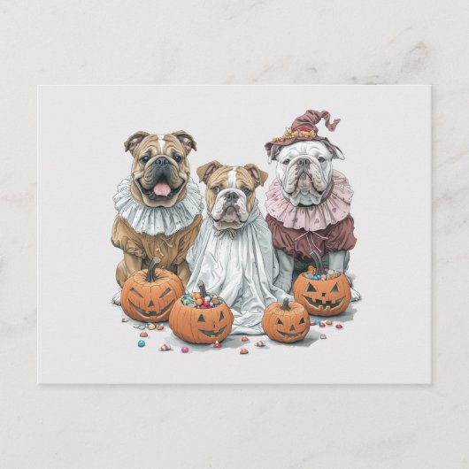 Halloween Engelse Bulldogs Pumpkin Briefkaart (Voorkant)