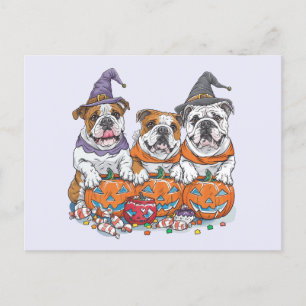 Halloween Engelse Bulldogs Pumpkin Briefkaart