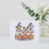 Halloween Engelse Bulldogs Pumpkin Briefkaart (Staand voorkant)