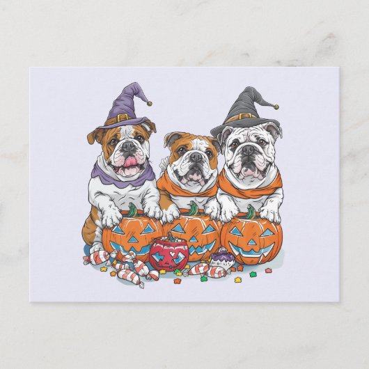Halloween Engelse Bulldogs Pumpkin Briefkaart (Voorkant)