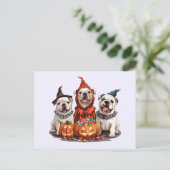 Halloween Engelse Bulldogs Pumpkin Briefkaart (Staand voorkant)