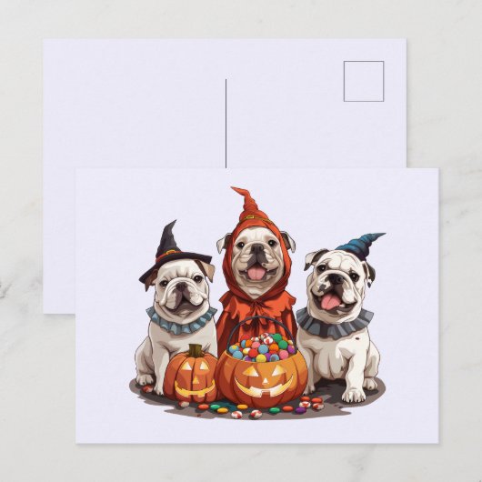 Halloween Engelse Bulldogs Pumpkin Briefkaart (Voorkant / Achterkant)
