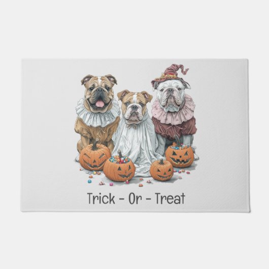 Halloween Engelse Bulldogs Pumpkin Deurmat (Voorkant)