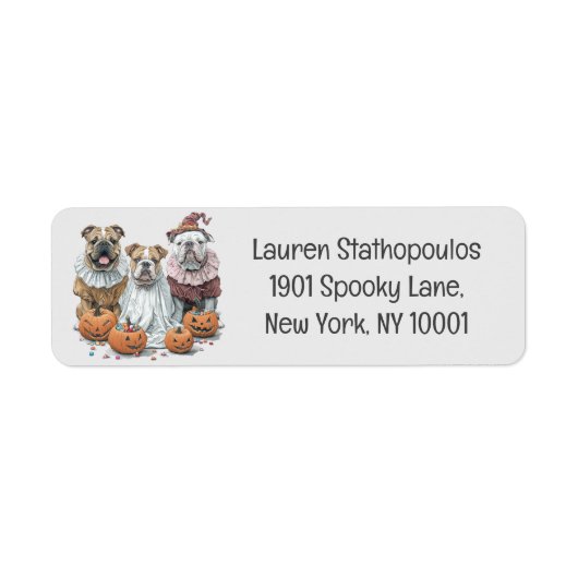 Halloween Engelse Bulldogs Pumpkin Etiket (Voorkant)