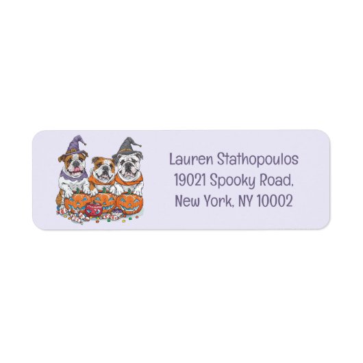 Halloween Engelse Bulldogs Pumpkin Etiket (Voorkant)