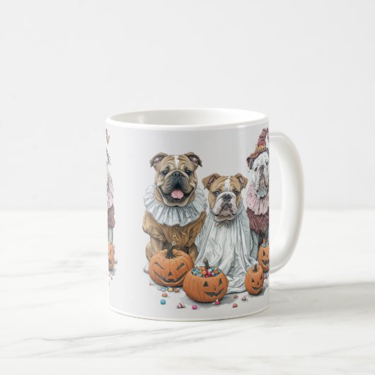 Halloween Engelse Bulldogs Pumpkin Koffiemok (Voorkant rechts)