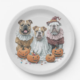Halloween Engelse Bulldogs Pumpkin Papieren Bordje