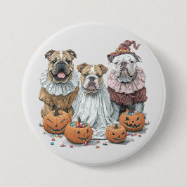 Halloween Engelse Bulldogs Pumpkin Ronde Button 7,6 Cm