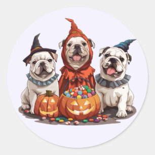 Halloween Engelse Bulldogs Pumpkin Ronde Sticker