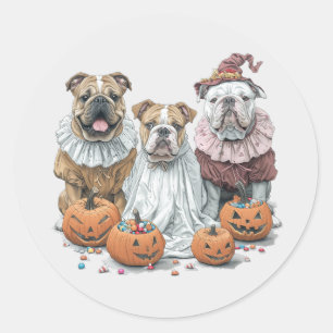 Halloween Engelse Bulldogs Pumpkin Ronde Sticker