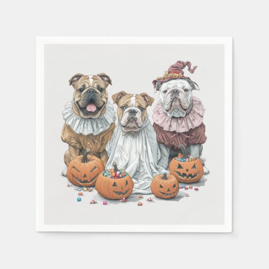Halloween Engelse Bulldogs Pumpkin Servet (Voorkant)