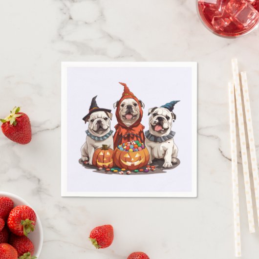 Halloween Engelse Bulldogs Pumpkin Servet (Insitu)